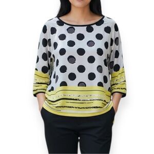 Stylish Black and Yellow Polka Dot Blouse
